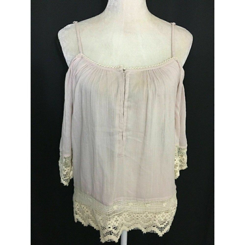 Love Sam Anthropologie Ivory Lace long sleeve top